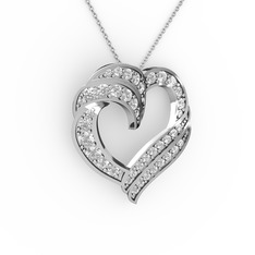 Kalp Kolye - Swarovski 8 ayar beyaz altın kolye (40 cm beyaz altın rolo zincir) #qcj8jg