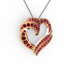 Kalp Kolye - Rodolit garnet 8 ayar rose altın kolye (40 cm gümüş rolo zincir) #tl01dk