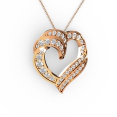 Swarovski 18 ayar rose altın kolye (40 cm gümüş rolo zincir)