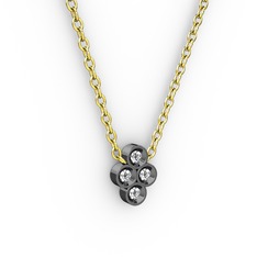 Pırlanta Tohum Kolye - Pırlanta 925 ayar siyah rodyum kaplama gümüş kolye (0.044 karat, 40 cm altın rolo zincir) #10p42x5