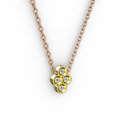 Pırlanta 925 ayar altın kaplama gümüş kolye (0.044 karat, 40 cm rose altın rolo zincir)