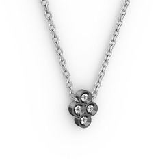 Pırlanta 925 ayar siyah rodyum kaplama gümüş kolye (0.044 karat, 40 cm gümüş rolo zincir)