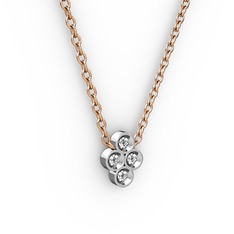 Pırlanta Tohum Kolye - Pırlanta 925 ayar gümüş kolye (0.044 karat, 40 cm rose altın rolo zincir) #rminni