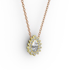 Pırlanta Katre Kolye - Pırlanta ve swarovski 8 ayar altın kolye (0.1232 karat, 40 cm rose altın rolo zincir) #13pmo62