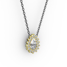 Pırlanta ve swarovski 18 ayar altın kolye (0.1232 karat, 40 cm gümüş rolo zincir)