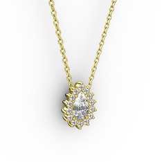 Pırlanta ve swarovski 18 ayar altın kolye (0.1232 karat, 40 cm altın rolo zincir)