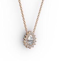 Pırlanta Katre Kolye - Pırlanta ve swarovski 18 ayar rose altın kolye (0.1232 karat, 40 cm rose altın rolo zincir) #itanjx
