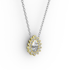Pırlanta ve swarovski 8 ayar altın kolye (0.1232 karat, 40 cm beyaz altın rolo zincir)