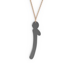 İ Harf Kolye - 925 ayar siyah rodyum kaplama gümüş kolye (40 cm gümüş rolo zincir) #mdsvw5