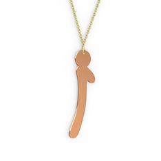 İ Harf Kolye - 8 ayar rose altın kolye (40 cm altın rolo zincir) #r5ftqs