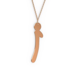 İ Harf Kolye - 8 ayar rose altın kolye (40 cm rose altın rolo zincir) #zplhq1
