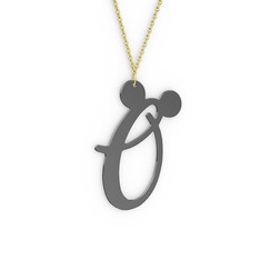 Ö Harf Kolye - 925 ayar siyah rodyum kaplama gümüş kolye (40 cm altın rolo zincir) #1q37bt9