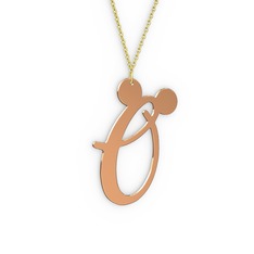 Ö Harf Kolye - 8 ayar rose altın kolye (40 cm gümüş rolo zincir) #1tm0re6
