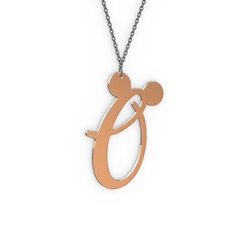 Ö Harf Kolye - 8 ayar rose altın kolye (40 cm gümüş rolo zincir) #1xvhgcm