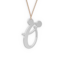 Ö Harf Kolye - 18 ayar beyaz altın kolye (40 cm gümüş rolo zincir) #h3gbp8