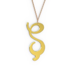 Ş Harf Kolye - 14 ayar altın kolye (40 cm rose altın rolo zincir) #13gqp3b