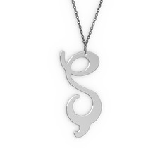 Ş Harf Kolye - 14 ayar beyaz altın kolye (40 cm gümüş rolo zincir) #1qbe4ne