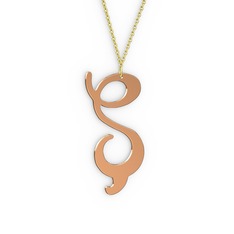Ş Harf Kolye - 8 ayar rose altın kolye (40 cm altın rolo zincir) #1uky1e3