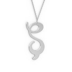 Ş Harf Kolye - 18 ayar beyaz altın kolye (40 cm gümüş rolo zincir) #7bfluj