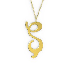 Ş Harf Kolye - 14 ayar altın kolye (40 cm altın rolo zincir) #kp5ppd