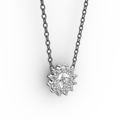 Pırlanta 14 ayar beyaz altın kolye (0.2156 karat, 40 cm gümüş rolo zincir)