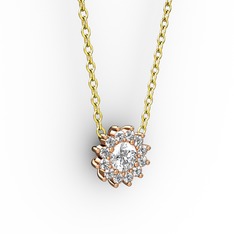 Pırlanta 18 ayar rose altın kolye (0.2156 karat, 40 cm altın rolo zincir)