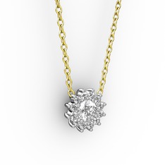 Pırlanta Çiçek Kolye - Swarovski ve pırlanta 18 ayar beyaz altın kolye (0.1056 karat, 40 cm gümüş rolo zincir) #1g4nnoe