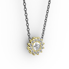 Pırlanta Çiçek Kolye - Beyaz zirkon ve pırlanta 8 ayar altın kolye (0.1056 karat, 40 cm gümüş rolo zincir) #1p5dgnn