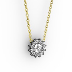 Pırlanta 925 ayar siyah rodyum kaplama gümüş kolye (0.2156 karat, 40 cm altın rolo zincir)