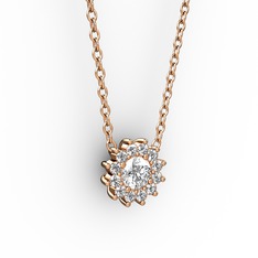 Swarovski ve pırlanta 8 ayar rose altın kolye (0.1056 karat, 40 cm rose altın rolo zincir)
