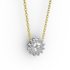 Swarovski ve pırlanta 14 ayar beyaz altın kolye (0.1056 karat, 40 cm altın rolo zincir)