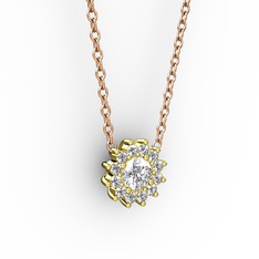 Swarovski ve pırlanta 925 ayar altın kaplama gümüş kolye (0.1056 karat, 40 cm rose altın rolo zincir)