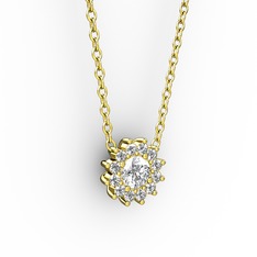 Pırlanta Çiçek Kolye - Pırlanta 18 ayar altın kolye (0.2156 karat, 40 cm altın rolo zincir) #srrbjm