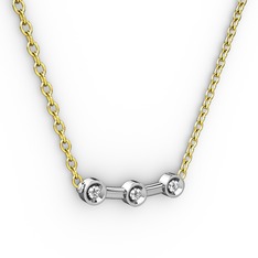 Minna Kolye - Pırlanta 18 ayar beyaz altın kolye (0.033 karat, 40 cm gümüş rolo zincir) #1c49mda