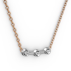 Minna Kolye - Elmas 18 ayar beyaz altın kolye (0.033 karat, 40 cm rose altın rolo zincir) #1hmghop
