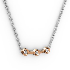 Minna Kolye - Pırlanta 8 ayar rose altın kolye (0.033 karat, 40 cm beyaz altın rolo zincir) #7iql54