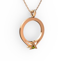 Tektaş Kolye - Peridot 18 ayar rose altın kolye (40 cm rose altın rolo zincir) #107w7ne