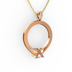 Tektaş Kolye - Swarovski 14 ayar rose altın kolye (40 cm gümüş rolo zincir) #120qqyv