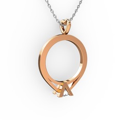 Tektaş Kolye - Swarovski 14 ayar rose altın kolye (40 cm beyaz altın rolo zincir) #15xvkeq