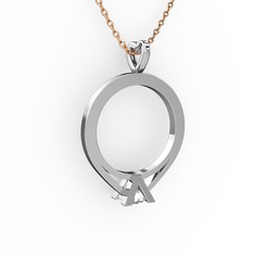 Swarovski 18 ayar beyaz altın kolye (40 cm gümüş rolo zincir)