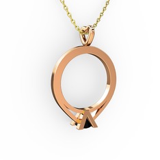 Tektaş Kolye - Siyah zirkon 925 ayar rose altın kaplama gümüş kolye (40 cm altın rolo zincir) #1d3znfw