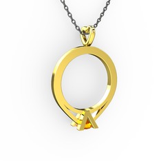 Sitrin 18 ayar altın kolye (40 cm gümüş rolo zincir)