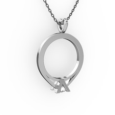 Swarovski 14 ayar beyaz altın kolye (40 cm gümüş rolo zincir)