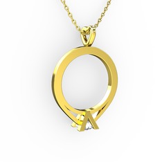 Tektaş Kolye - Swarovski 14 ayar altın kolye (40 cm altın rolo zincir) #1qjwh0w
