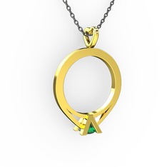 Tektaş Kolye - Yeşil kuvars 8 ayar altın kolye (40 cm gümüş rolo zincir) #1qszi7r