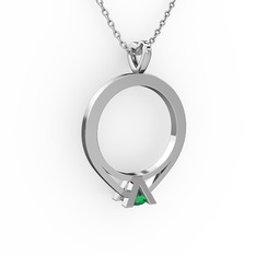 Tektaş Kolye - Yeşil kuvars 8 ayar beyaz altın kolye (40 cm beyaz altın rolo zincir) #1rwqbaw