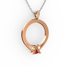 Tektaş Kolye - Rodolit garnet 925 ayar rose altın kaplama gümüş kolye (40 cm beyaz altın rolo zincir) #1w7o1x8