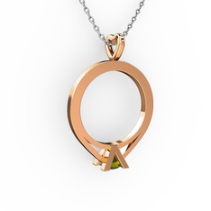 Peridot 925 ayar rose altın kaplama gümüş kolye (40 cm beyaz altın rolo zincir)