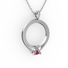 Rodolit garnet 18 ayar beyaz altın kolye (40 cm beyaz altın rolo zincir)