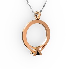 Siyah zirkon 14 ayar rose altın kolye (40 cm beyaz altın rolo zincir)